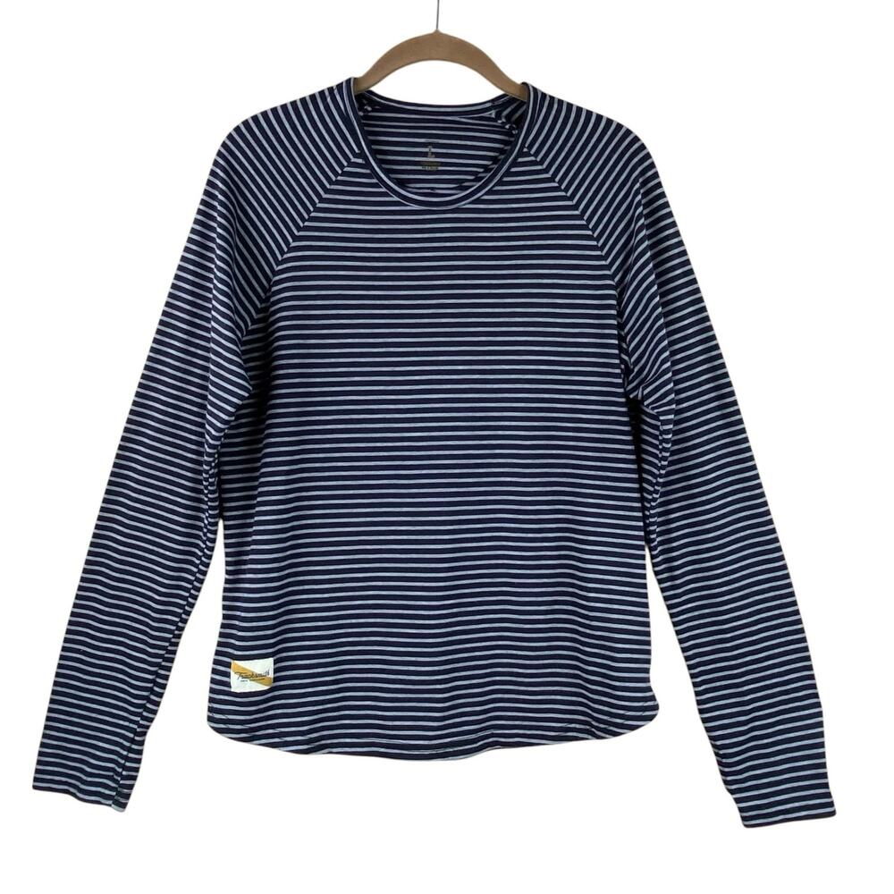 Tracksmith Long Sleeve Shirt Size L Black Gray Stripe Running